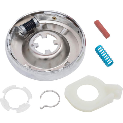 285785 Washer Clutch Kit Replacement, showing metal clutch housing, springs, red bar, clips, and white plastic ring