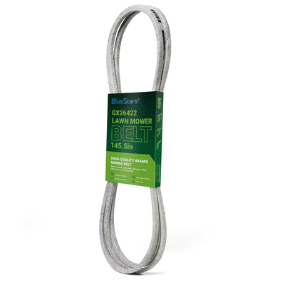 GX26422 mower deck belt for John Deere ZTrak mowers, packaged with BlueStars branding label.
