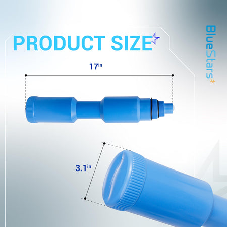 Dimension diagram showing 17-inch length and 3.1-inch diameter of the pool skimmer guard winterization plug.