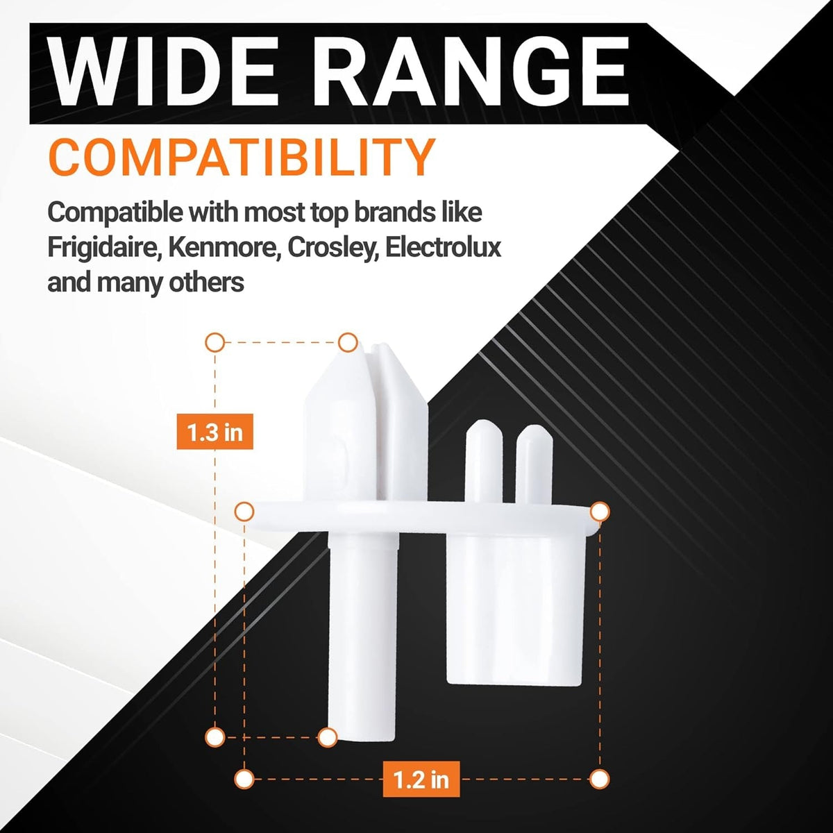 Infographic showing dimensions of 241993101 refrigerator crisper cover support compatible with Frigidaire and Kenmore.
