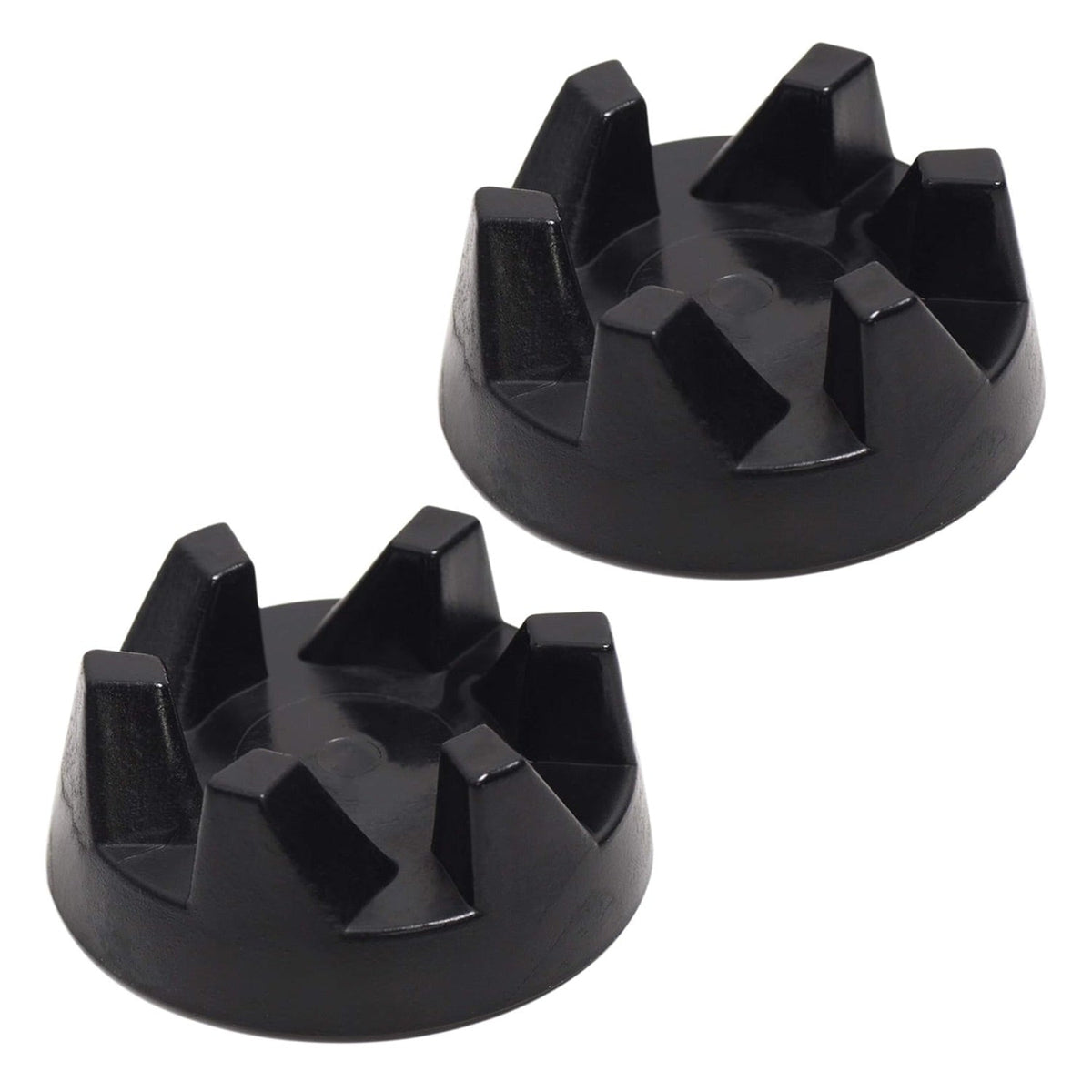 Two black 9704230 blender drive coupling replacements for KitchenAid blenders.