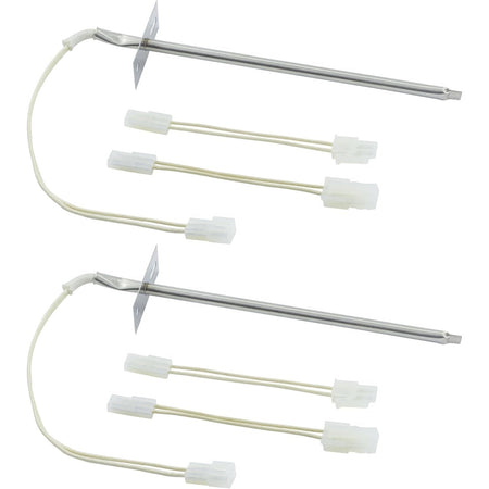Pack of two oven temperature sensors with wire harnesses for Whirlpool and Kenmore ovens.
