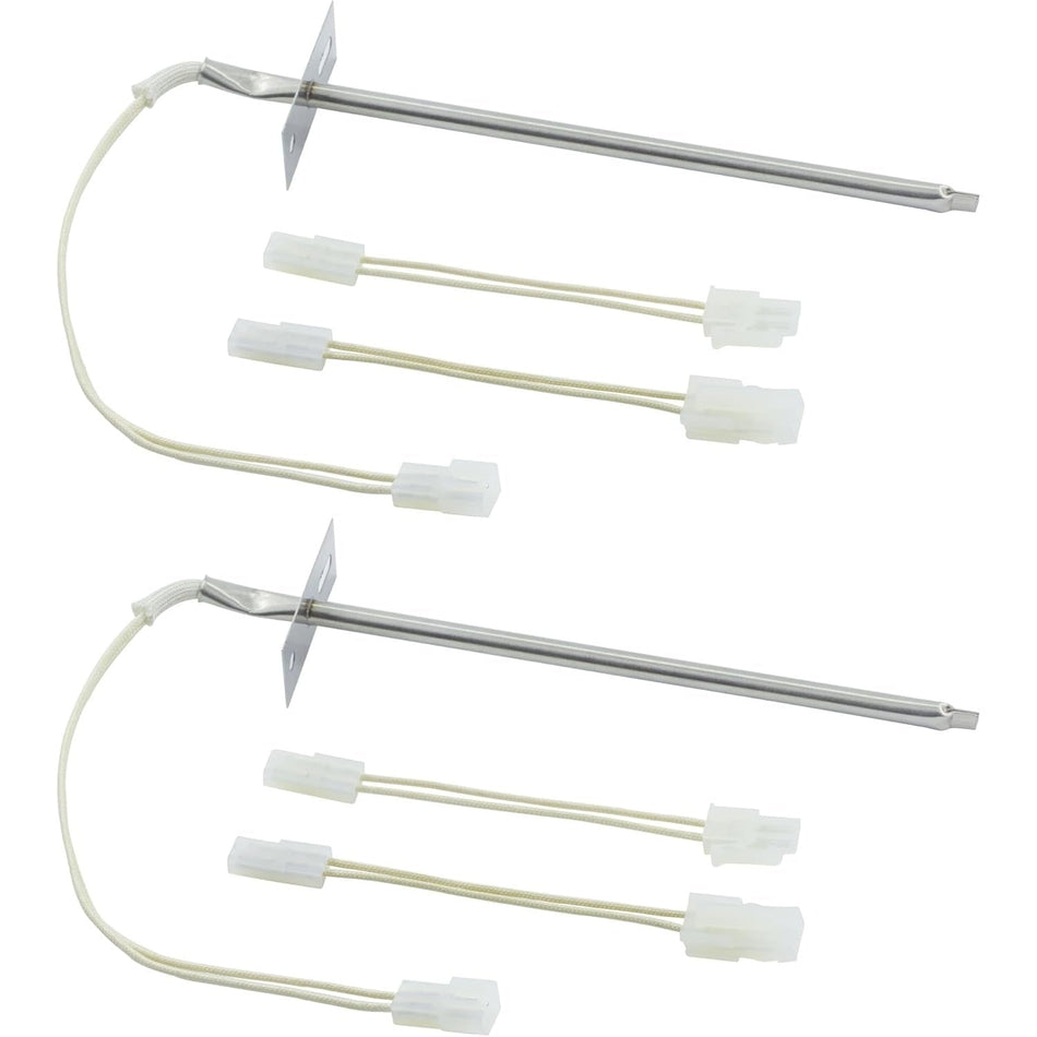 Pack of two oven temperature sensors with wire harnesses for Whirlpool and Kenmore ovens.