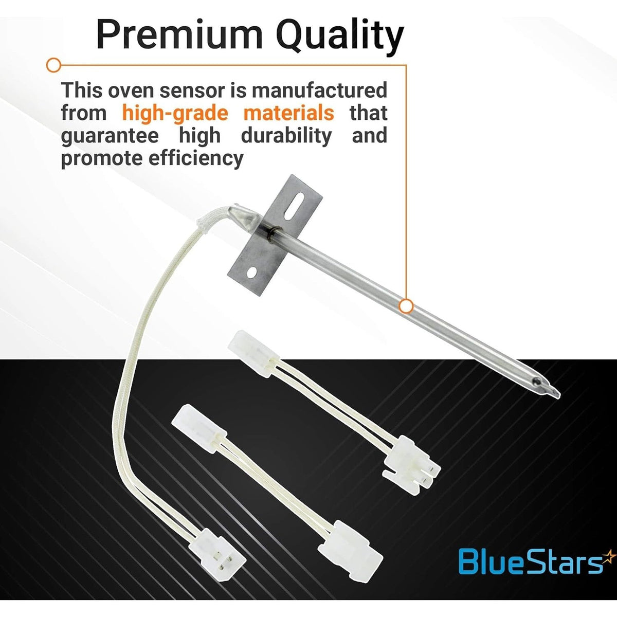 12001656 oven temperature sensor with mounting bracket and wire harness connectors for Whirlpool and Kenmore ovens.