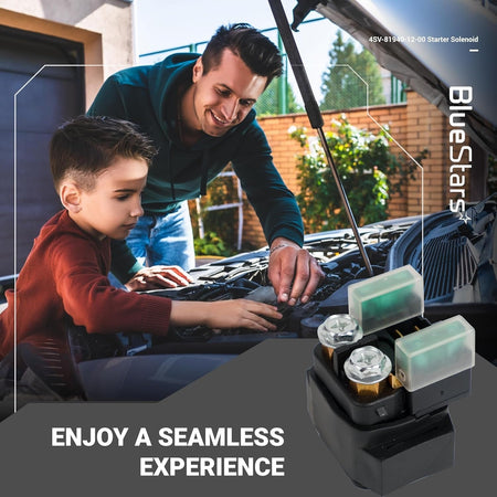 4SV-81940-12-00 starter solenoid relay for Yamaha YFM 350 shown in a lifestyle graphic.