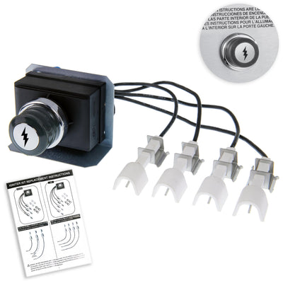 4-outlet electronic igniter kit for Weber Genesis 300 series grills with push-button and installation instructions.