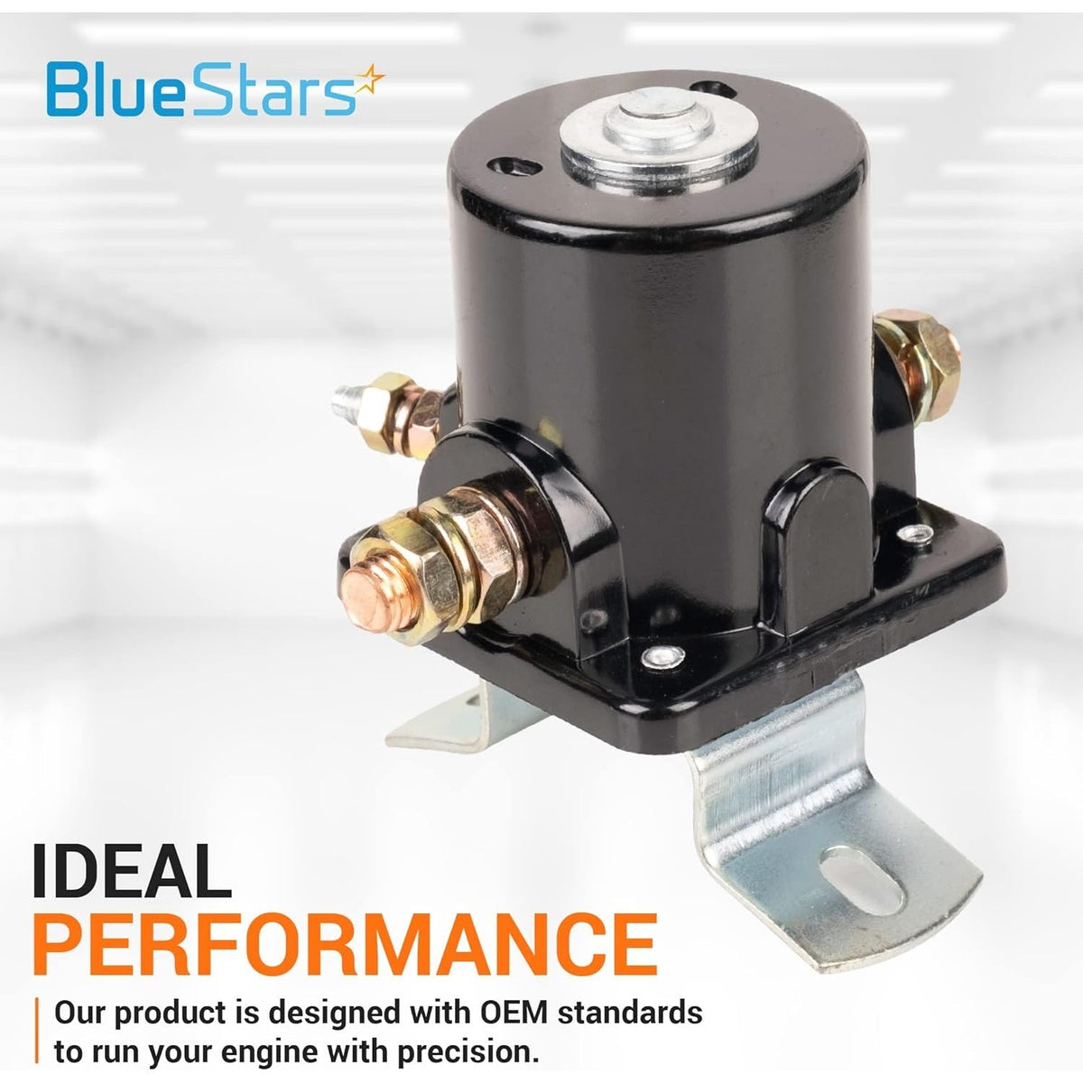 12V 3-terminal starter solenoid relay for Ford 2N, 8N, and 9N tractors with metal mounting bracket.