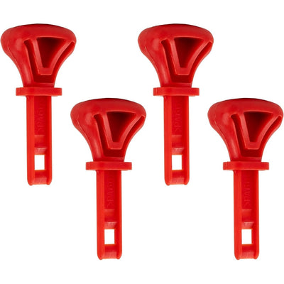 Set of four red plastic ignition keys for snow thrower and snowblower starters.