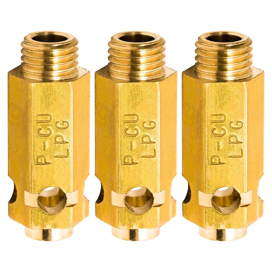 Three brass LP gas conversion orifices for LG and Kenmore dryers.
