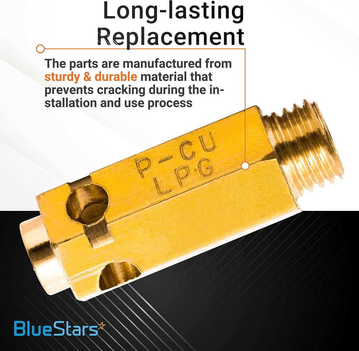 Close-up of brass LP gas conversion orifice for LG and Kenmore dryers from the 383EEL3002D conversion kit.