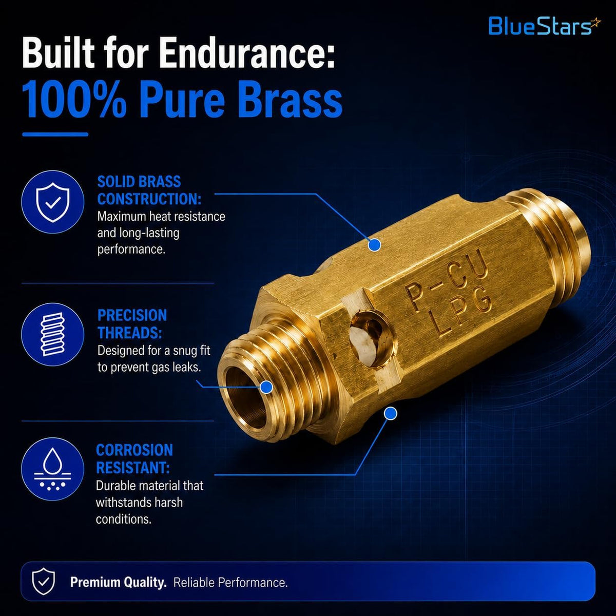 383EEL3002D Dryer LP Gas Conversion Kit, brass fitting shown with solid brass, precision thread, and corrosion-resistant call