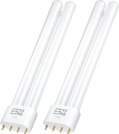 Two 18W 2G11 H-shaped insect attracting light bulbs with 4-pin bases.