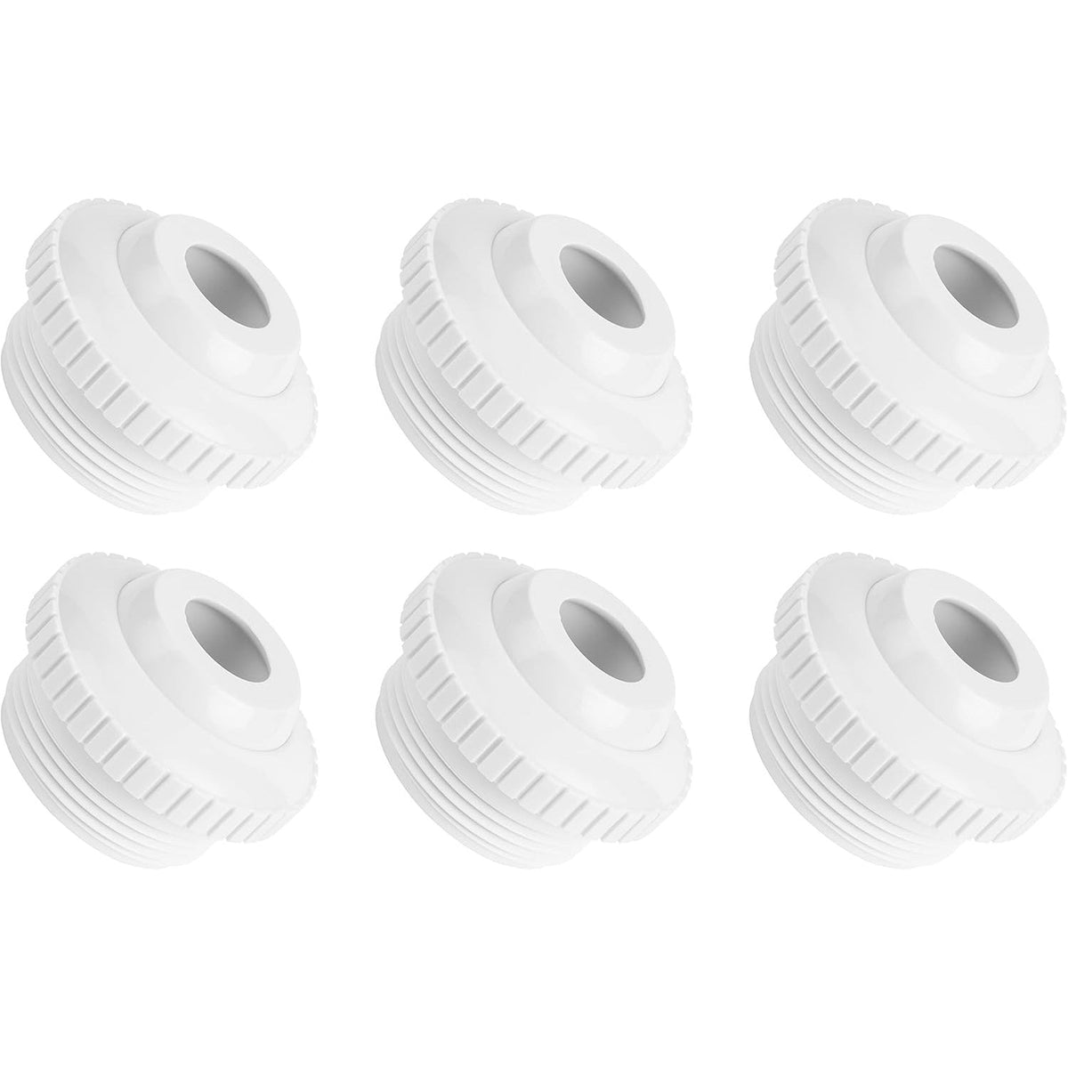 Set of six white SP1419C pool and spa directional flow hydrostream return fittings.