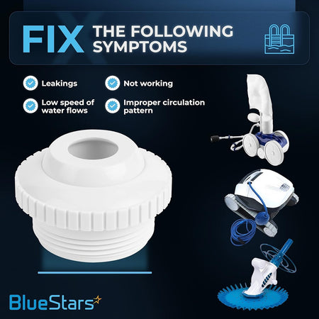 SP1419C pool spa directional flow hydrostream return fitting with troubleshooting symptom guide.