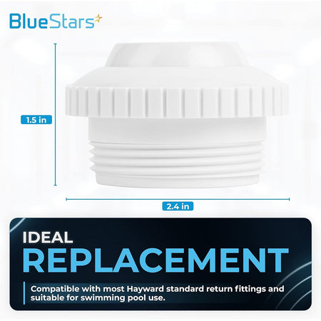 SP1419C pool spa directional flow hydrostream return fitting with 1.5-inch height and 2.4-inch width dimensions.
