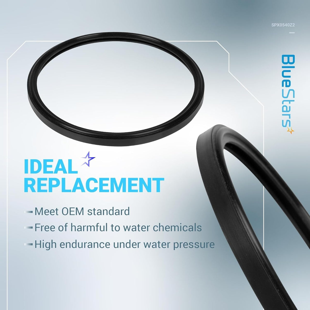 Black SPX0540Z2 replacement lens gasket for Hayward Astrolite underwater pool lights.