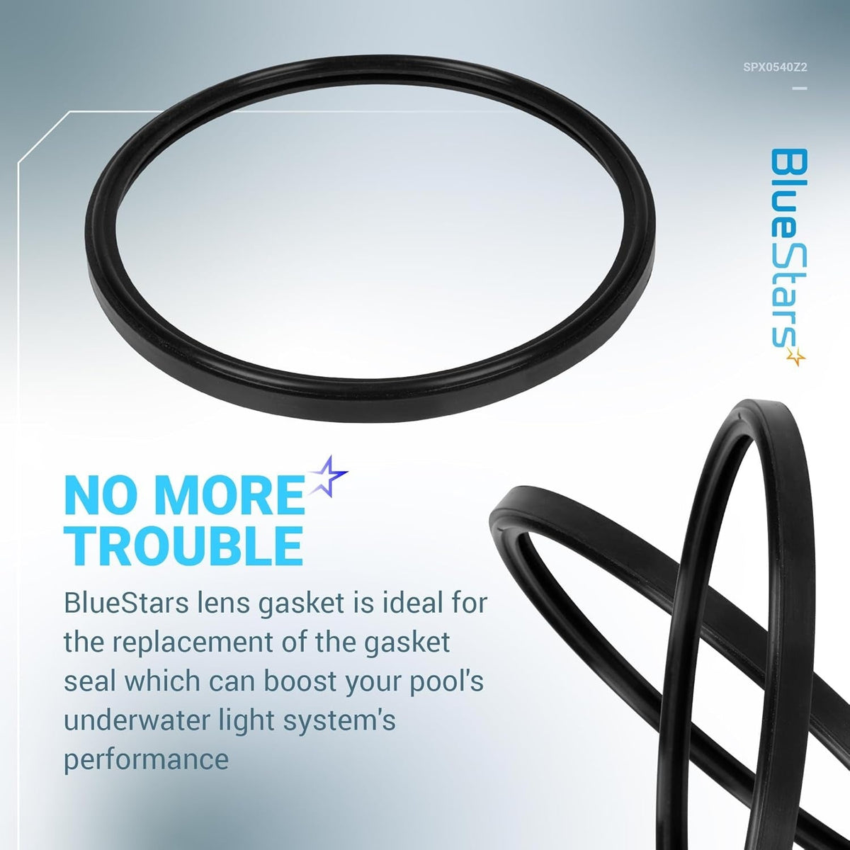 Black SPX0540Z2 replacement lens gasket for Hayward Astrolite underwater pool lights.