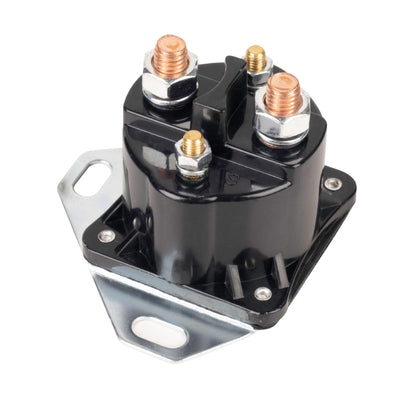 Motor Products SS598T 12-volt starter solenoid with 4 terminals and mounting bracket.