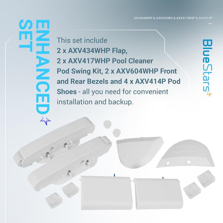Replacement pod swing, flap, bezel, and shoe kit for Hayward Navigator and Pool Vac Ultra cleaners.