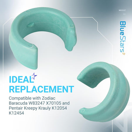 Two teal W83247 universal pool cleaner hose weights for Zodiac and Pentair cleaners.