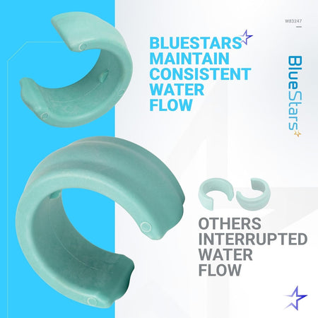 Comparison graphic showing W83247 universal pool cleaner hose weights for consistent water flow.