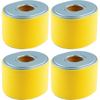 Set of four yellow air filters for Honda GX340 and GX390 engines, replaces 17210-ZE3-505.