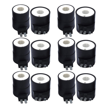 Set of 12 dryer gas valve ignition solenoid coils for Whirlpool, Kenmore, and Maytag dryers.