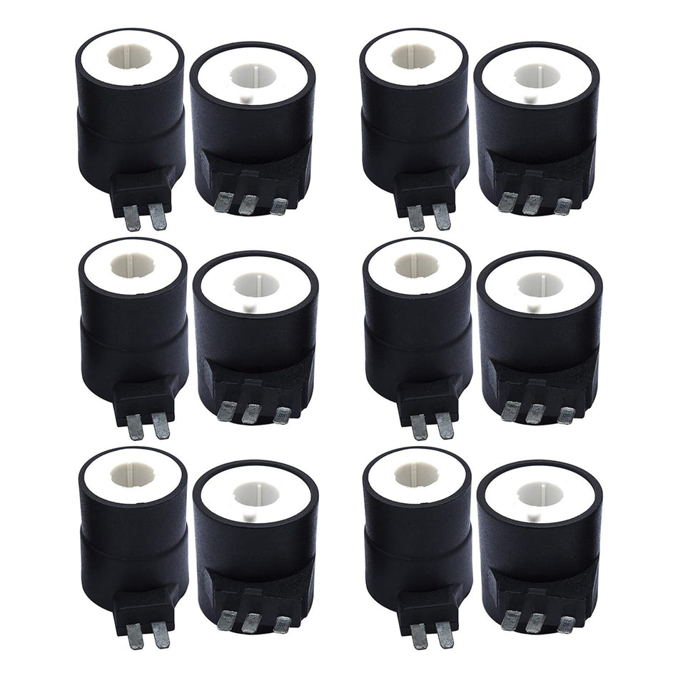 Set of 12 dryer gas valve ignition solenoid coils for Whirlpool, Kenmore, and Maytag dryers.