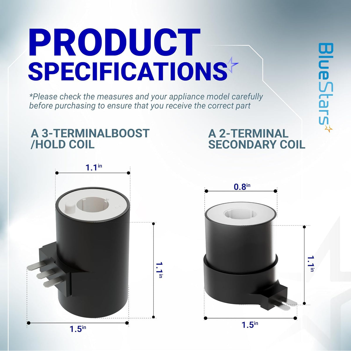 279834 Dryer Gas Valve Ignition Solenoid Coil Kit, diagram of 3-terminal boost/hold and 2-terminal secondary coils