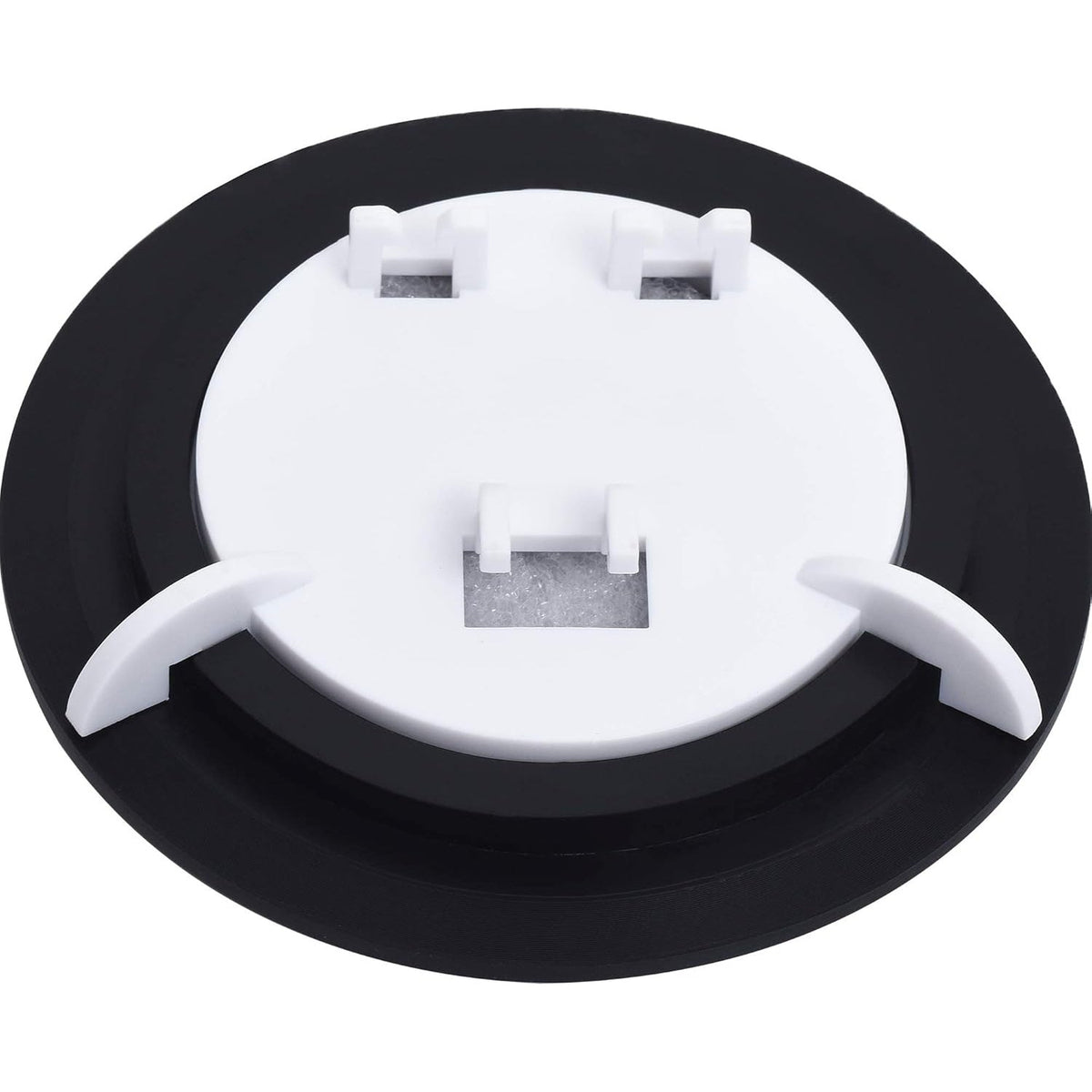WR17X11653 refrigerator ice dispenser door flap replacement with white plastic mounting bracket and black rubber seal.