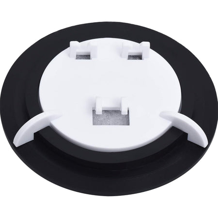 WR17X11653 refrigerator ice dispenser door flap replacement with white plastic mounting bracket and black rubber seal.