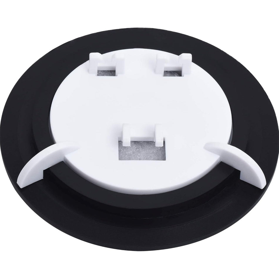 WR17X11653 refrigerator ice dispenser door flap replacement with white plastic mounting bracket and black rubber seal.