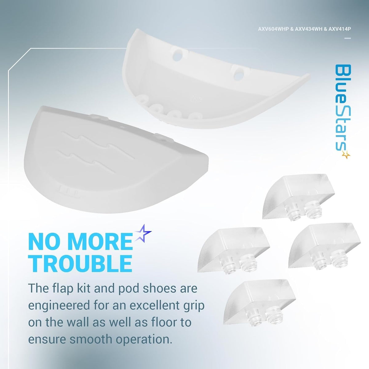 Replacement flap kit, wing kit, and pod shoes for Hayward automatic pool cleaners.