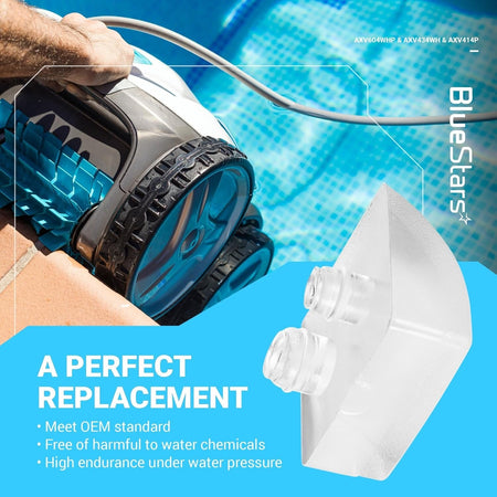 AXV414P Pod Shoes replacement part for Hayward automatic pool cleaners shown in a promotional product graphic.