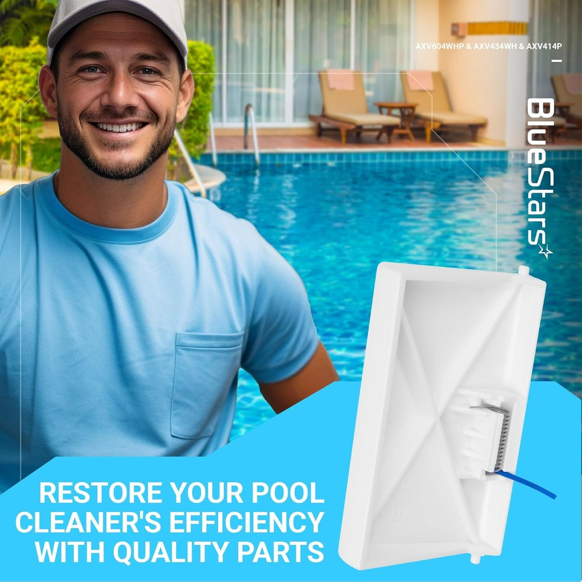 White replacement flap for Hayward Navigator and Pool Vac automatic pool cleaners.