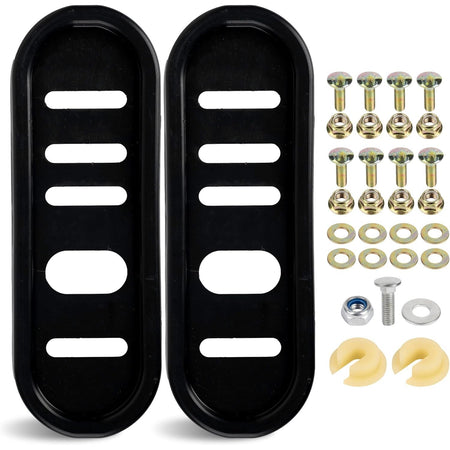 490-241-0010 snowblower slide shoes kit with two black skid shoes and included mounting hardware set.