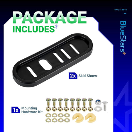 490-241-0010 snowblower slide shoes kit including two skid shoes and mounting hardware kit.