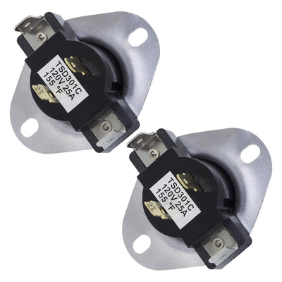 Two WP3387134 dryer cycling thermostats for Whirlpool and Kenmore dryers.