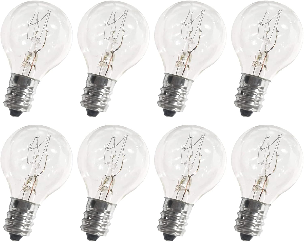 Pack of eight G30 E12 20W replacement light bulbs for medium-sized Scentsy warmers.