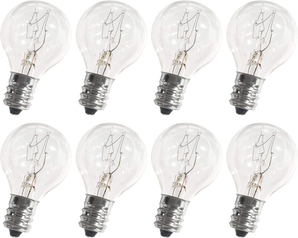 Pack of eight G30 E12 20W replacement light bulbs for medium-sized Scentsy warmers.