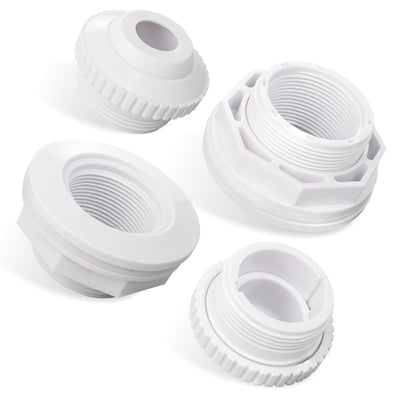 Set of two SP1023 pool return fittings and SP1419D directional flow eyeball jets for above ground pools.
