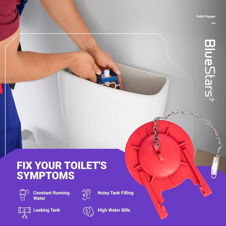 Person installing a 3-inch Toto toilet flapper replacement to fix running water and leaks.