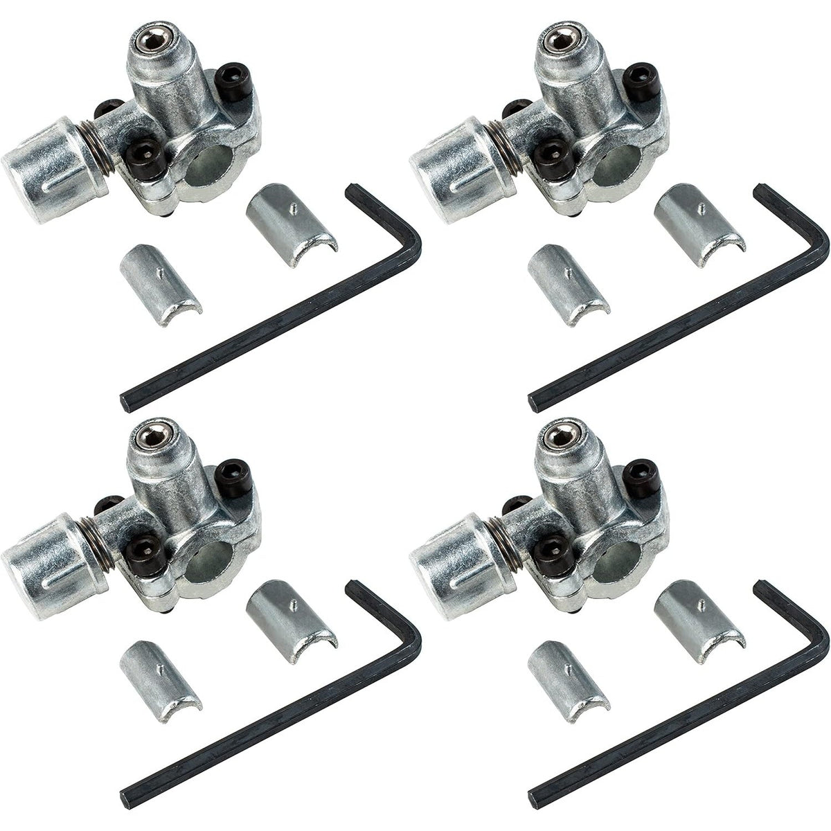 Pack of four BPV-31 bullet piercing valves for HVAC pipes with hex keys and mounting inserts.