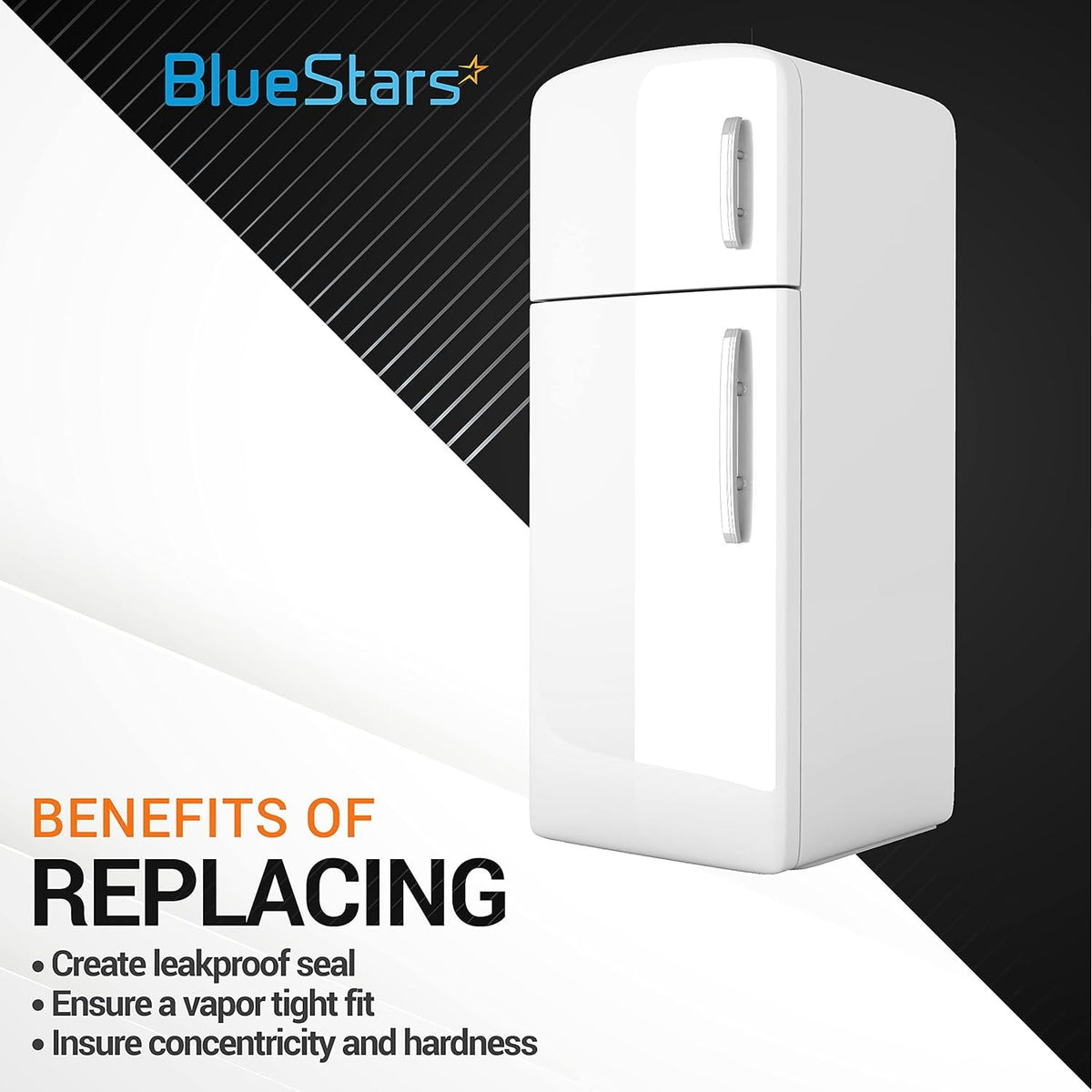 Infographic showing a white refrigerator and benefits of using BPV-31 bullet piercing valves for HVAC repairs.