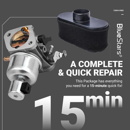 15004-0985 carburetor and air filter kit for Kawasaki FR691V and FS691V engines.