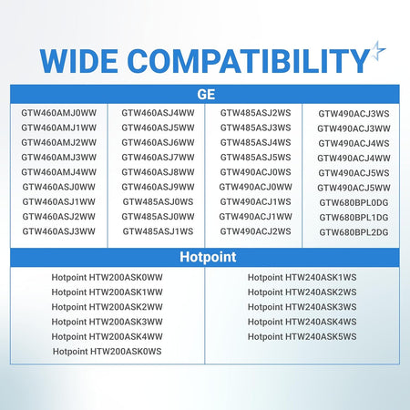 Compatibility chart for WH01X27954 washer lid lock switch listing compatible GE and Hotpoint washing machine models.