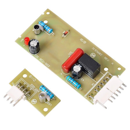 Replacement refrigerator ice maker sensor control boards for Whirlpool and Kenmore appliances.