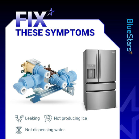 242252702 refrigerator water inlet valve showing symptoms fixed like leaking, no ice, and no water dispensing.