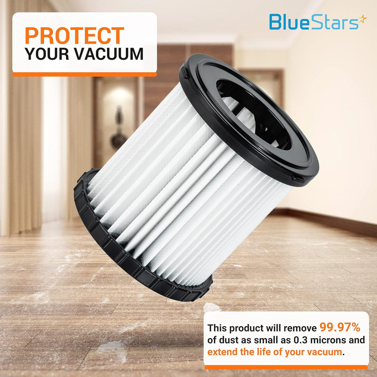 Replacement pleated filter for DEWALT DCV580H and DCV581H portable shop vacuums.