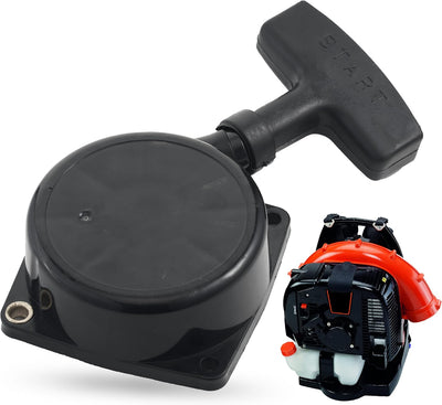 A051000841 recoil starter assembly for Echo backpack blowers with pull handle and compatible blower unit.